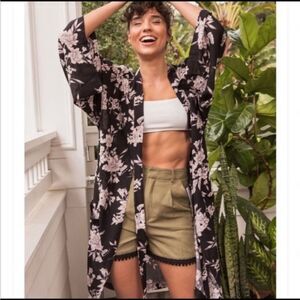 Spiritual Gangster Maya Kimono Black Floral Robe